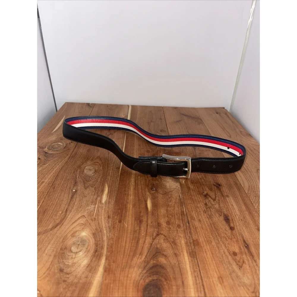 VTG Boy's Black Red White Blue Tommy Hilfiger Faux Leather Belt 30